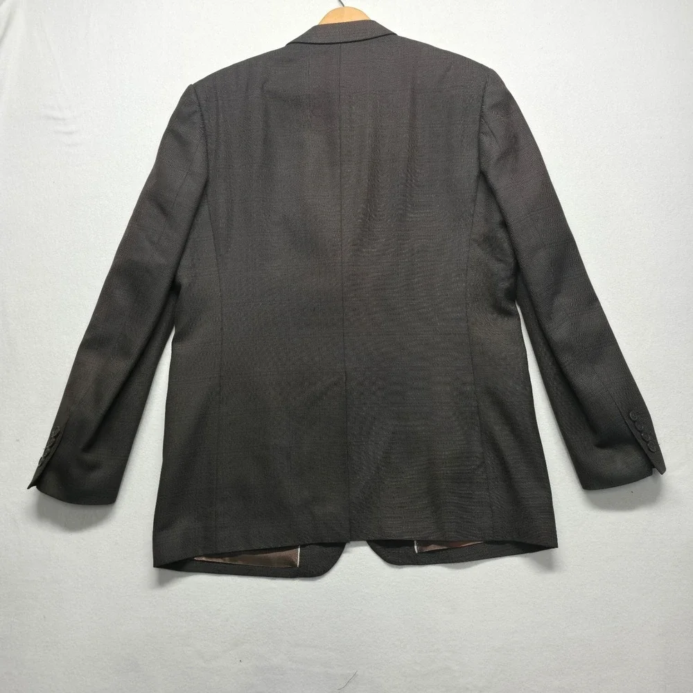 Perry Ellis Men's‎ Brown Plaid 2 Button Blazer Size 42 Regular
